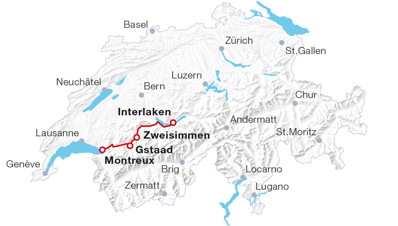 GoldenPass Line mapa trasy